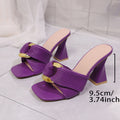 Plus sizeelegant square toe high heels 2026 thick heel metal buckle fashionsexysummernew arrivalexport sandals and slippers for women
