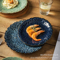Kiln-turned retro style grids ceramic flower plate creative for home sunflower plate fruit salad plate japanese style plate
