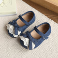 Girls' korean style leather shoes - new spring/autumn collection - bow accent, fashionable princess shoes for toddlers and young children, velcro closure, loafers