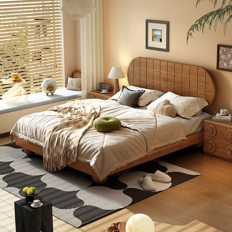 French antique style retro wooden bed 1.8 double bed master bedroom small apartment wedding bed modern simple 1.5 b&b