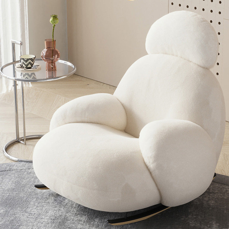 Cream style large white chair popular bedroom sofa single rocking chair lazy sofa casual modern balcony rest chair