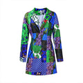 D170  temperament commuter ethnic style suit collar printing long sleeves foreign trade large size european and american cross-border dress