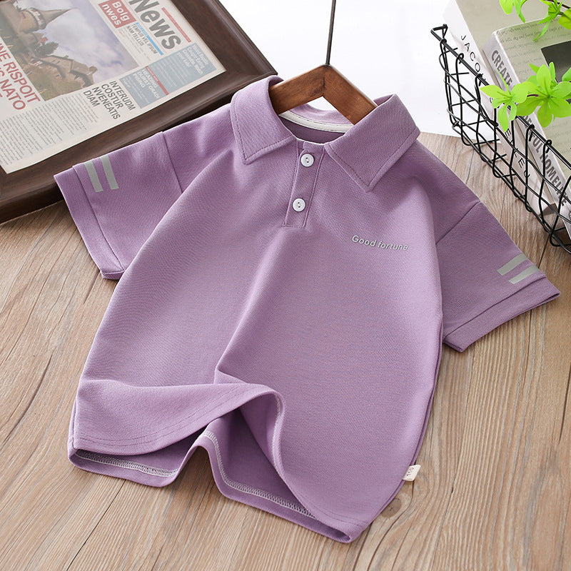 Boys' short-sleeve t-shirt summer collection : new lightweight polo shirt with turn-down collar for stylish boys - yh