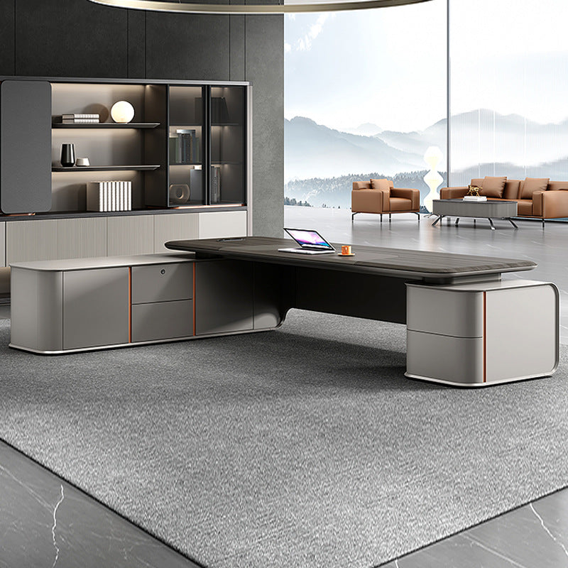President's desk, executive desk, ceo desk, minimalist luxury chairman's office furniture, high-end office desk and chair set