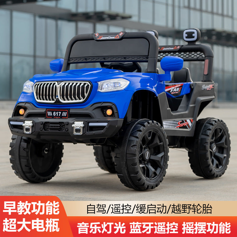 Manufacturer wholesale four-wheel drive toy car can sit double seat remote control off-road stroller, children's electric vehicle four-wheeled car