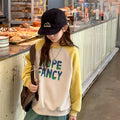 Girls' stylish t-shirt top - autumn collection, cartoon sleeve, loose fit, long sleeve,  new arrival, mid-to-large size, color block base layer, trendy