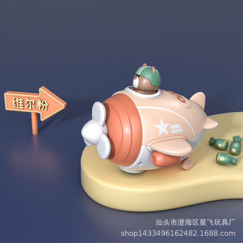 Cross-border bomb-throwing aircraft toys children's universal toys electric cars music lighting fun puzzle cartoon play war