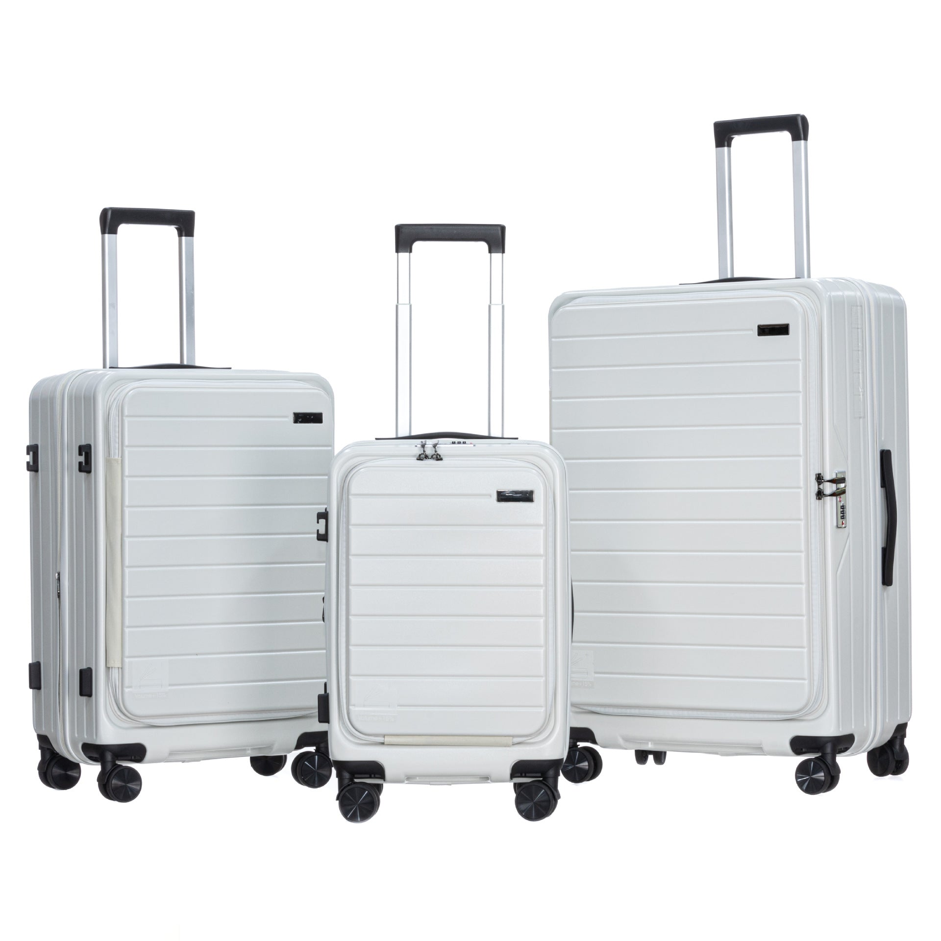 Spot front open lid trolley case three-piece set ABS + PC new material front open trolley suitcase travel bag factory