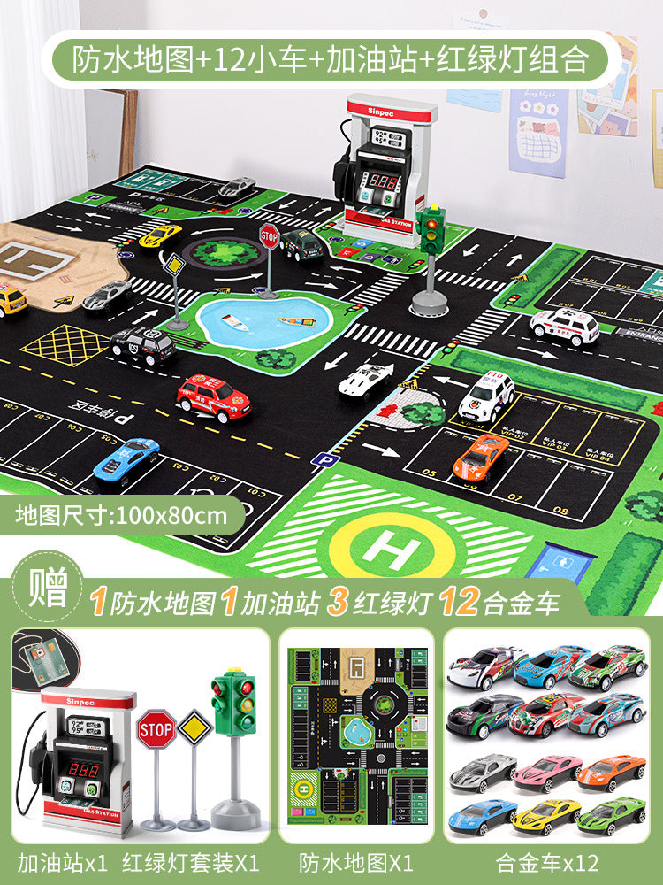 Kids' gas station toy model - realistic miniature cars - early education & pretend play for boys & babies - birthday gift