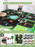 Gas station + 12 alloy cars + large play mat + traffic lights, includes 3 batteries + screwdriver