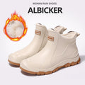 Men's rain boots - autumn/winter outdoor fishing waterproof short boots - men's non-slip kitchen/takeout water shoes - fleece-lined cotton boots