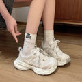 Mesh breathable trendy chunky platform sneakers for women - 2026 summer new arrival, comfortable niche design, street style athletic shoes