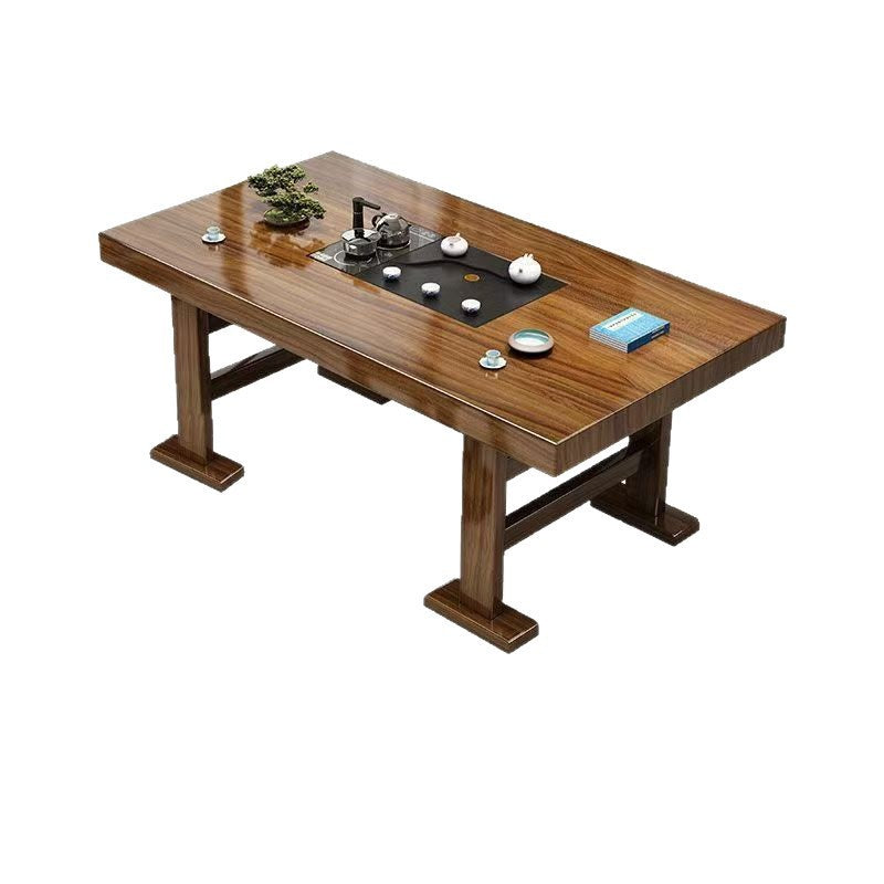 Solid wood large board tea table and chair combination, one table and five chairs, new chinoiserie office coffee table, for home living room casual tea making table