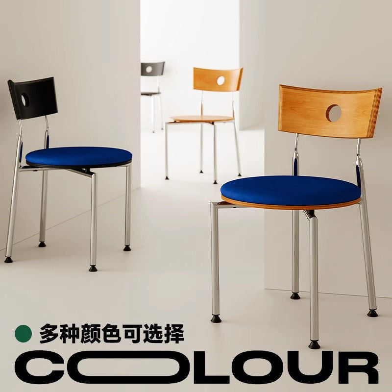 Used dining chairs, solid wood backrest chairs for home, trendy retro chairs, small apartment dining table chairs, designer chairs