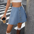 European and american cross-border e-commerce  independent site  summer new arrival washed denim button-up short umbrella skirt for women
