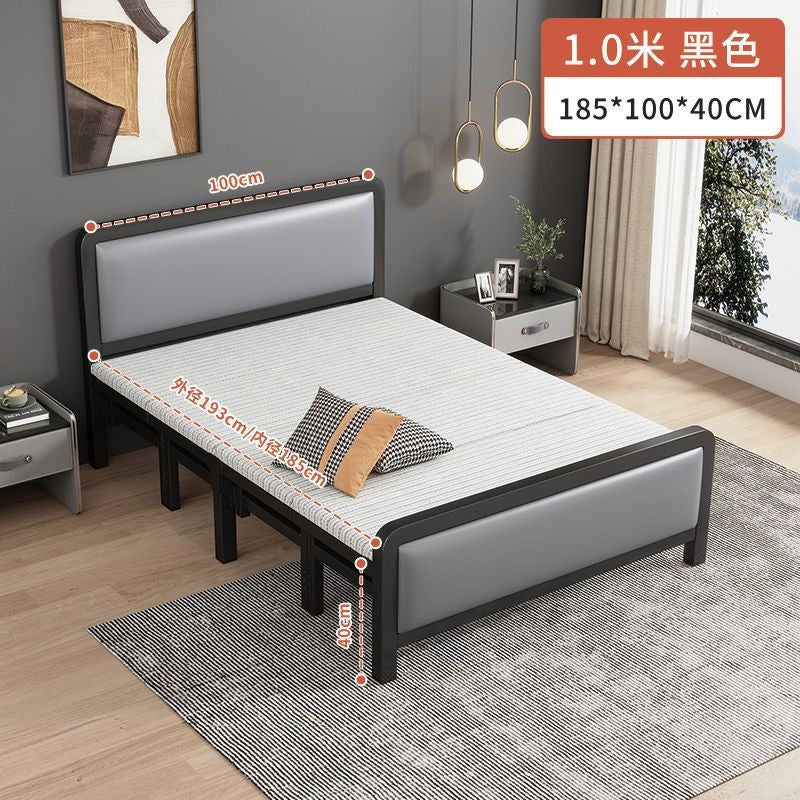 Folding bedfor homedouble iron frame bed with mattress rental house simple bed hard bed office lunch break bed single