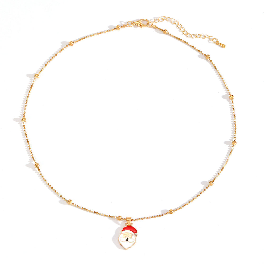Christmas necklace wholesale: cross-border hot seller - fashionable enamel snowflake bell christmas tree pendant, simple and versatile necklace
