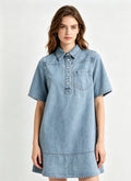 foreign trade new arrivalsummernew arrival denim dress lapel thin short-sleeved loose shirt casual style