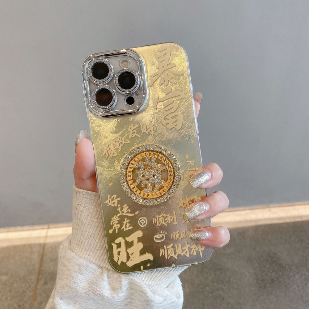 New year's wheel of fortune spinner case for apple 16 - good luck & fortune swirl design - iphone 11 full coverage lens protector case