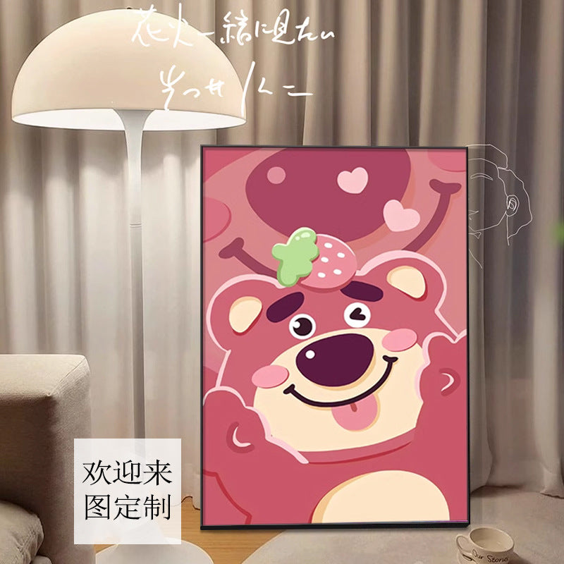 Strawberry bear decorative painting cute trend lotso Stitch pendulum painting hanging painting living room bedroom wall painting