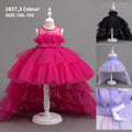 hot seller: girls' train dress - high-low mesh party dress for girls' birthday princess party -