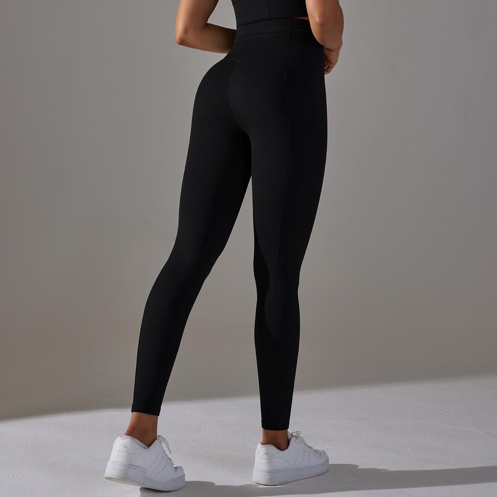 European and american cross-border new seamless five-piece jacquard knit yoga set - high-waisted, butt-lifting leggings, workout outfit