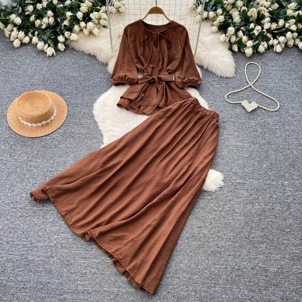 Light mature style work clothing pleated easiest for match two-piece set for women autum strap waist slimming lookelegantsuit