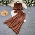 Light mature style work clothing pleated easiest for match two-piece set for women autum strap waist slimming lookelegantsuit