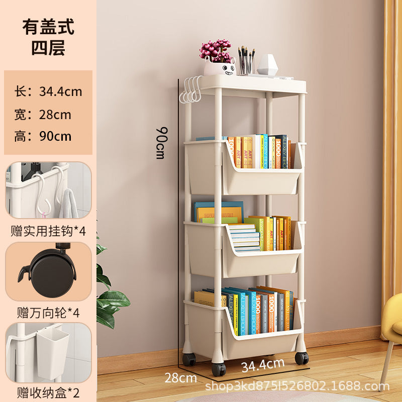 Mobile cart storage rack - multi-tier floor stand for bedroom, home, snacks, living room, bookshelf, and kitchen