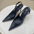 Spanish mng mango 2026 summer new pointed-toe patent leather sexy buckle closed-toe stiletto heel sandals for women