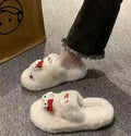2024 autumn/winter outerwear fuzzy slippers - new trendy thick-soled, versatile indoor anti-slip cotton slippers with plush foot covering
