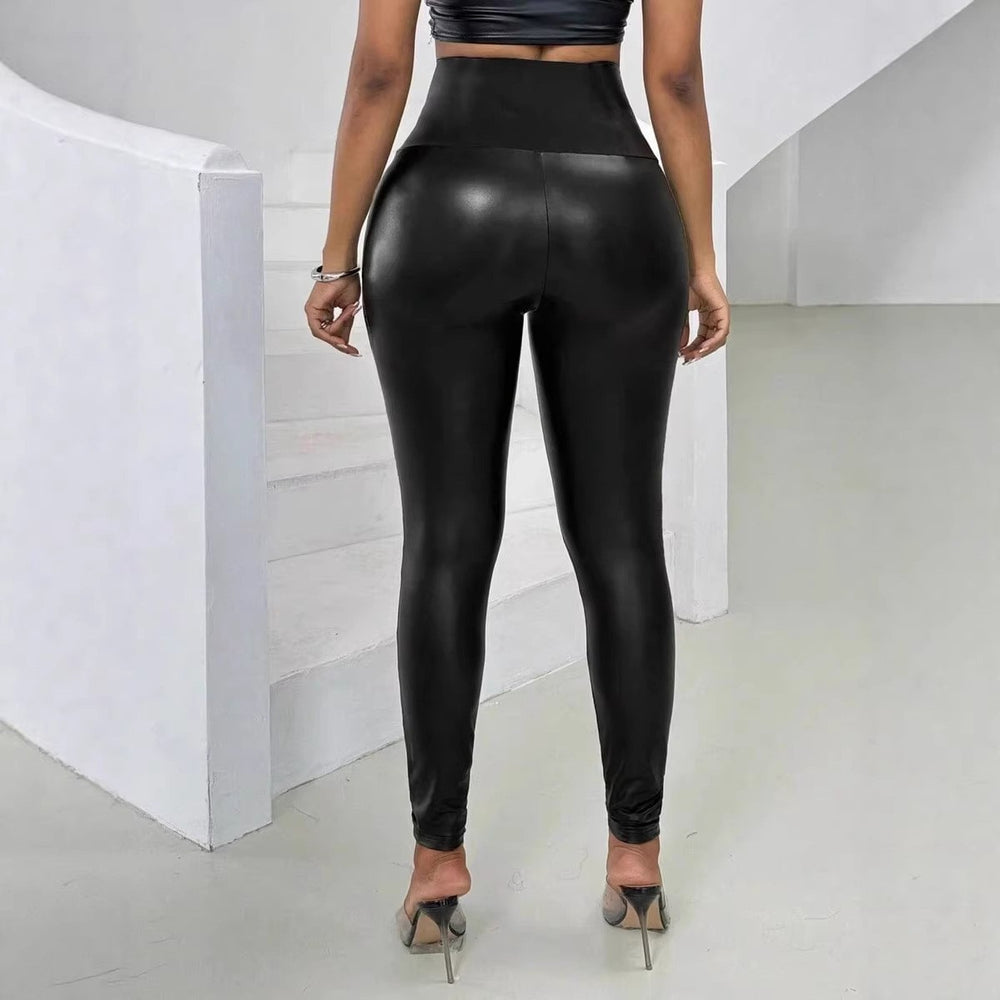 High-waisted zipper pu leather pants - bestselling women's plus size sexy european & american style leggings - hot cross-border item