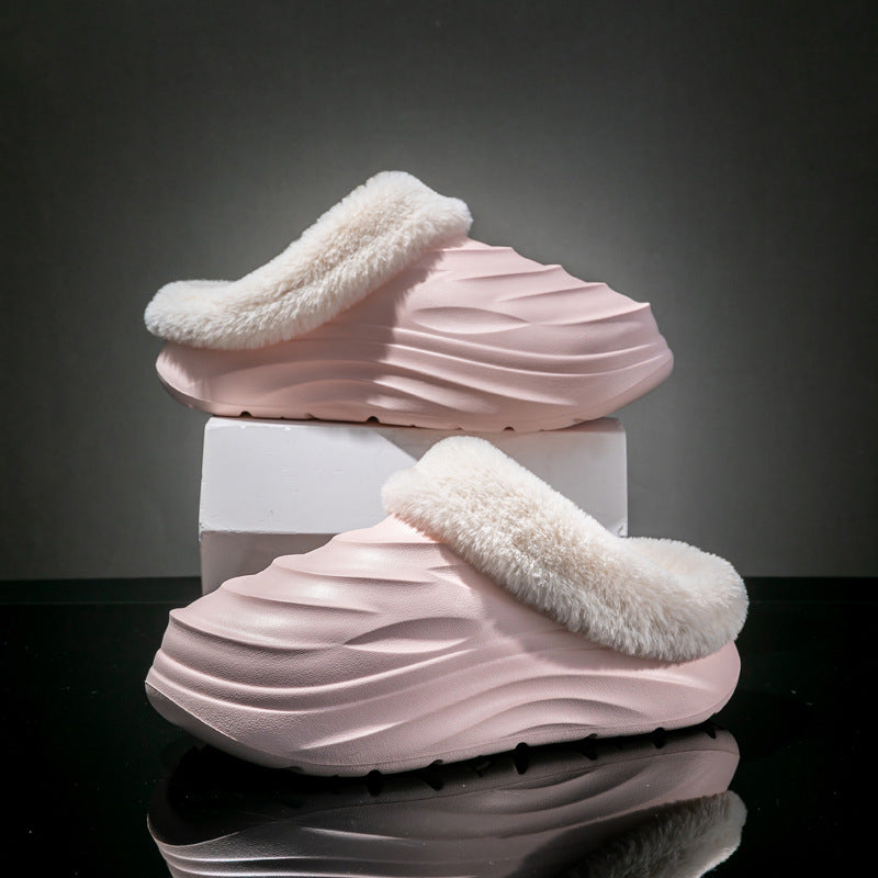 Broken cocoon couple cotton slippers casualnon-slipthick sole home thickenedheattech slippers outwear 2024stuffed slippers