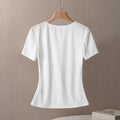european and american cross-border e-commerce new v-neck knitted short-sleeve shirt solid color loose-fit base layer summer top