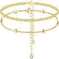 Gold double-layer/three-layer stackable beaded chain bracelet - trendy & versatile women's fashion jewelry - wholesale for cross-border e-commerce
