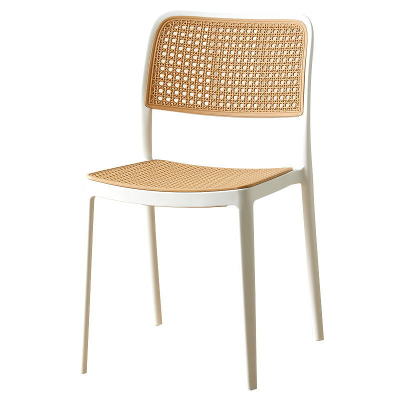 Nordic dining chair, rattan-effect plastic chair, outdoor & home use, stackable, trendy backrest chair, casual computer desk chair