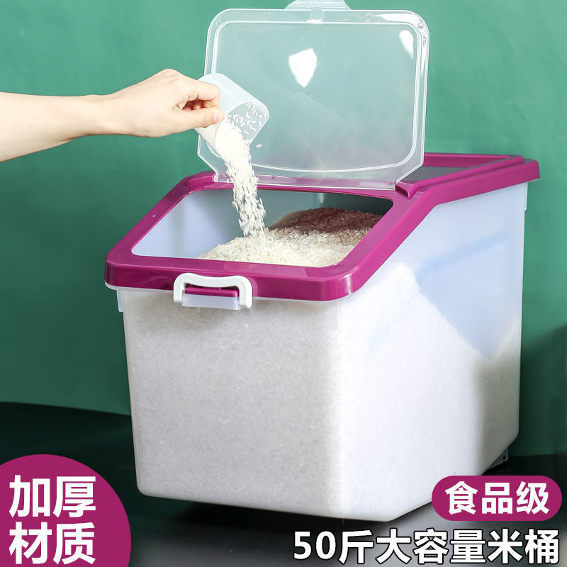 25Kg Multifunctional Rice Tank Household Rice Bucket Rice Storage Tank Rice Box Kitchen Flour Box 10kg Insect-proof and moisture-proof storage bucket