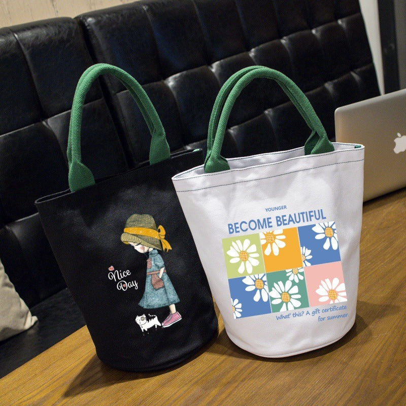 Japanese lunch box bag thermal insulation bento handbag student with meal waterproof office worker meal bag large capacity canvas bag