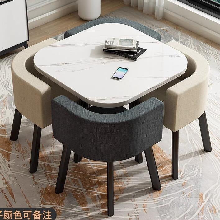 Scandinaviancasual negotiation table and chair combination commercial reception room imitation rock slab reception negotiation table in stock quick delivery dining table and chairs
