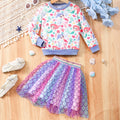 Children's long sleeves round neck sweatshirt + mesh skirt suit