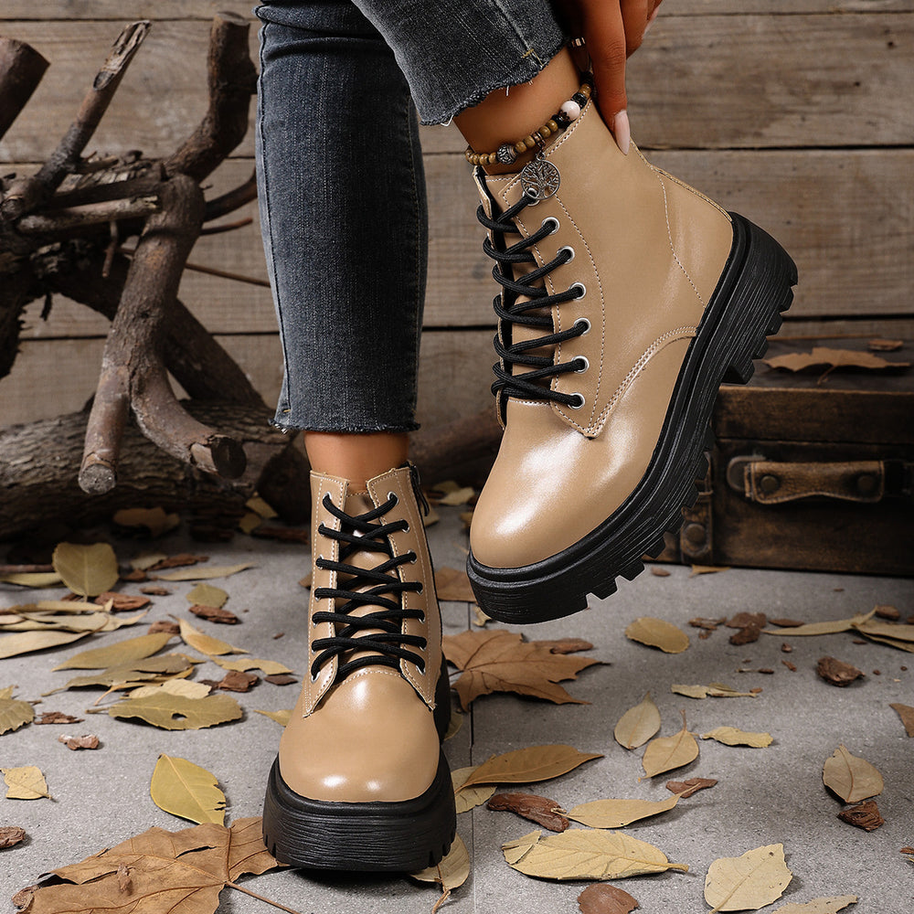 Boots women's short boots british style autumn winternew arrival single boots trendy thick bottom slim motorcycle boots wholesale dropshipping