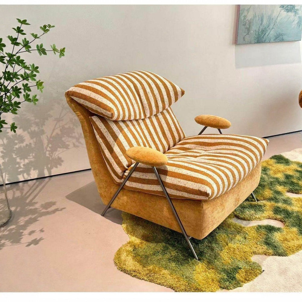 Leisure chair living room sofa chair balcony single chair italian normcorecasual chair first layer cowhide down soft chair