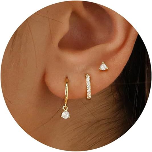 Luxury-inspired new earring set: copper electroplated micro-paved zirconia fashion round earrings and ear studs - exquisite design