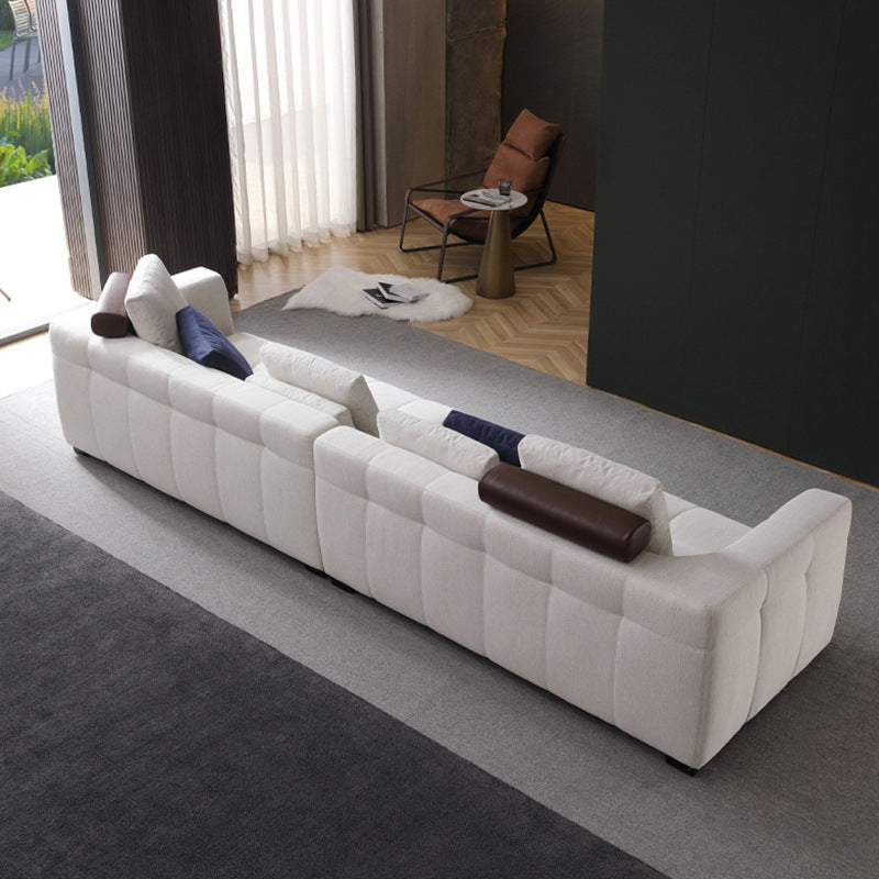 Italian normcore blazer sofa large and small apartment straight row three-seater cotton and linen fabric modern casual living room combination