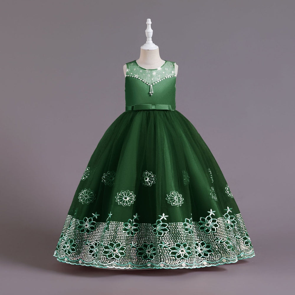 Export kids dress embroidered hot diamond princess dress female flower girl party piano performance dresskids dress