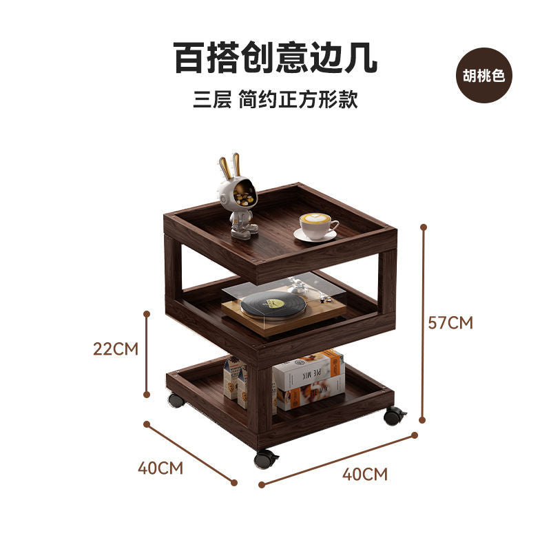 Solid wood bedside table bedside shelf bedroom coffee table living room for home small new arrival wood style ultra-narrow side table
