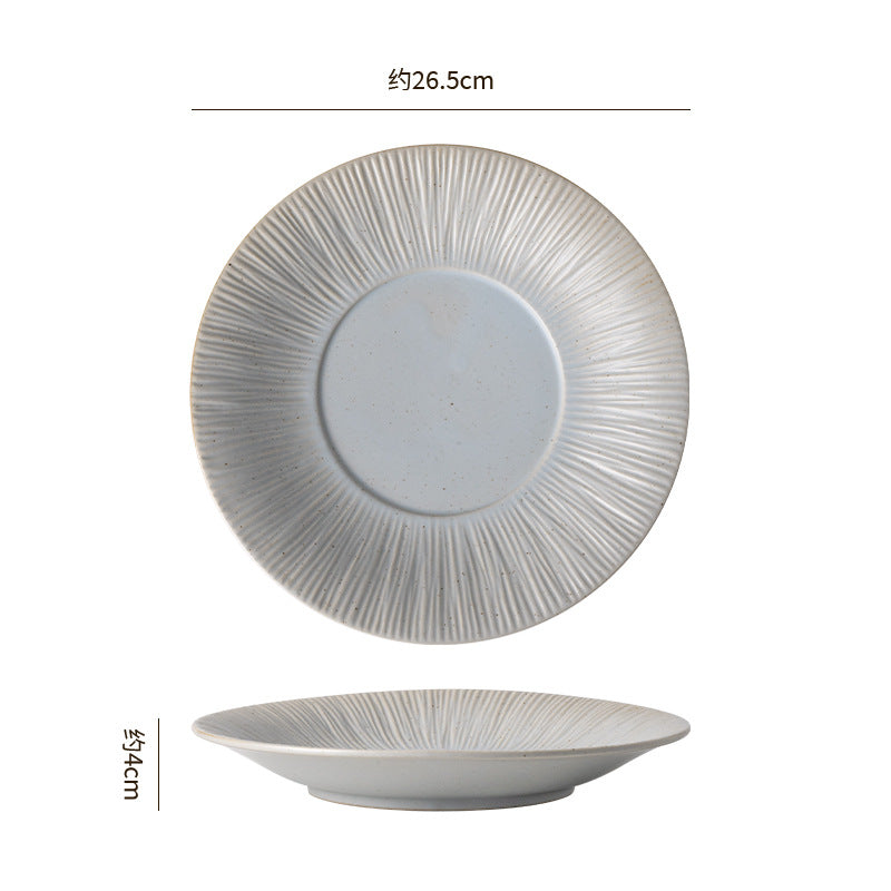 Vintage-inspired, rustic stoneware ceramic deep plate – perfect for restaurants and hotels. a high-end, visually appealing dish for desserts, soups, creative plating, steaks, and western cuisine