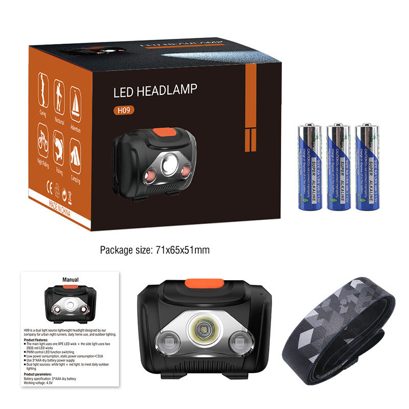 Foreign Trade AAA Headlight No. 7 Battery Outdoor Red and White Light Travel Portable Strong Light Mini Night Fishing Camping Mountaineering Lighting