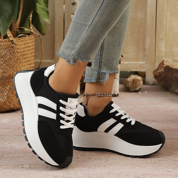 Wholesale women's spring/autumn new lightweight soft sole chunky sneakers - slimming, versatile, fashionable, casual white shoes