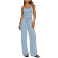European and american cross-border  foreign trade y2 women's  casual set - solid color camisole and wide-leg pants 2-piece outfit